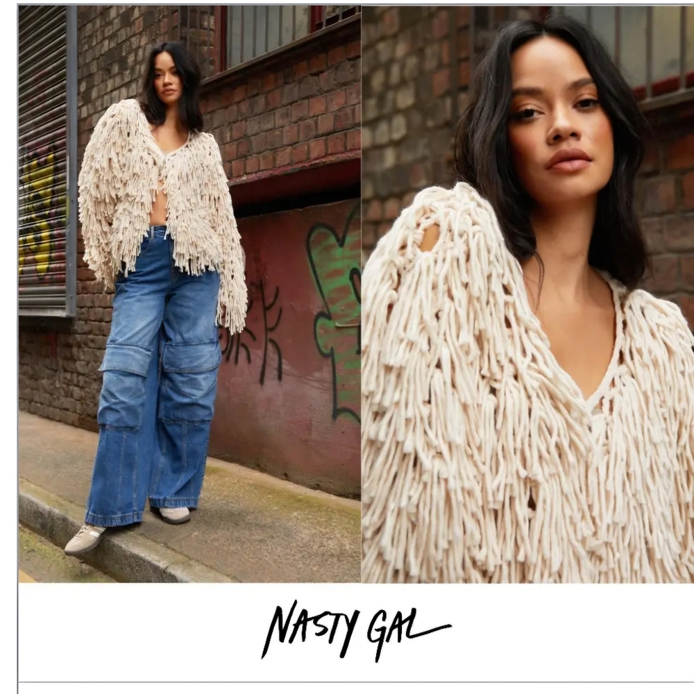 Nasty Gal Green Fringe Sweater
